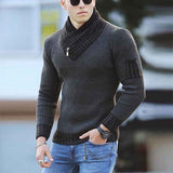     Dark-Gray-Turtleneck-Sweater-Men-Casual-Knitted-Pullovers-Scarf-Collar-Sweater-Slim-Fit-Men-Patchwork-Pullovers-G002