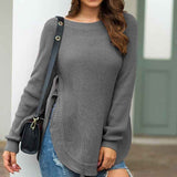 Dark-Gray-Womens-Fall-Long-Sleeve-Side-Split-Loose-Blouses-Casual-Pullover-Tunic-Tops-K294
