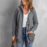 Dark-Gray-Womens-Hooded-Open-Front-Cardigan-Cable-Knit-Sweaters-Solid-Color-Chunky-Long-Sweater-Coats-K114-Front