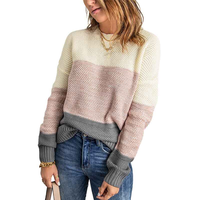 Dark-Gray-Womens-Sweater-Pullover-Casual-Long-Sleeve-Crewneck-Color-Block-Pullover-Knit-Sweater-for-Women-K206