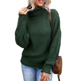     Dark-Green-Ladies-Turtlenecks-Winter-Womens-Oversized-Long-Sleeve-Striped-Sweater-Casual-Turtleneck-Side-Split-Tunic-Pullover-K204