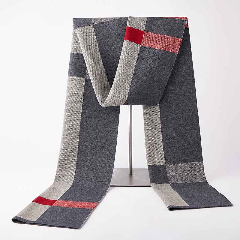 Dark-Grey-Wool-Scarf-Cashmere-Feel-Winter-Checked-Scarves-for-Women-and-men-Large-Soft-Thick-Shawls-D008