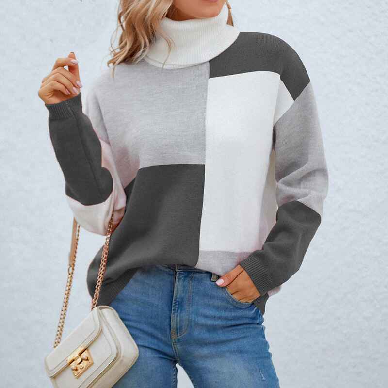 Dark-gray-Women-Pullover-Sweater-Turtleneck-Plaid-Long-Sleeve-Loose-Casual-Chunky-Checked-Knitted-Winter-Sweaters-Jumper-Tops-K496