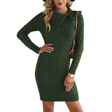 Dark-green-Women-Turtleneck-Long-Sleeve-Oversized-Cable-Knit-Chunky-Pullover-Short-Sweater-Dresses-K209