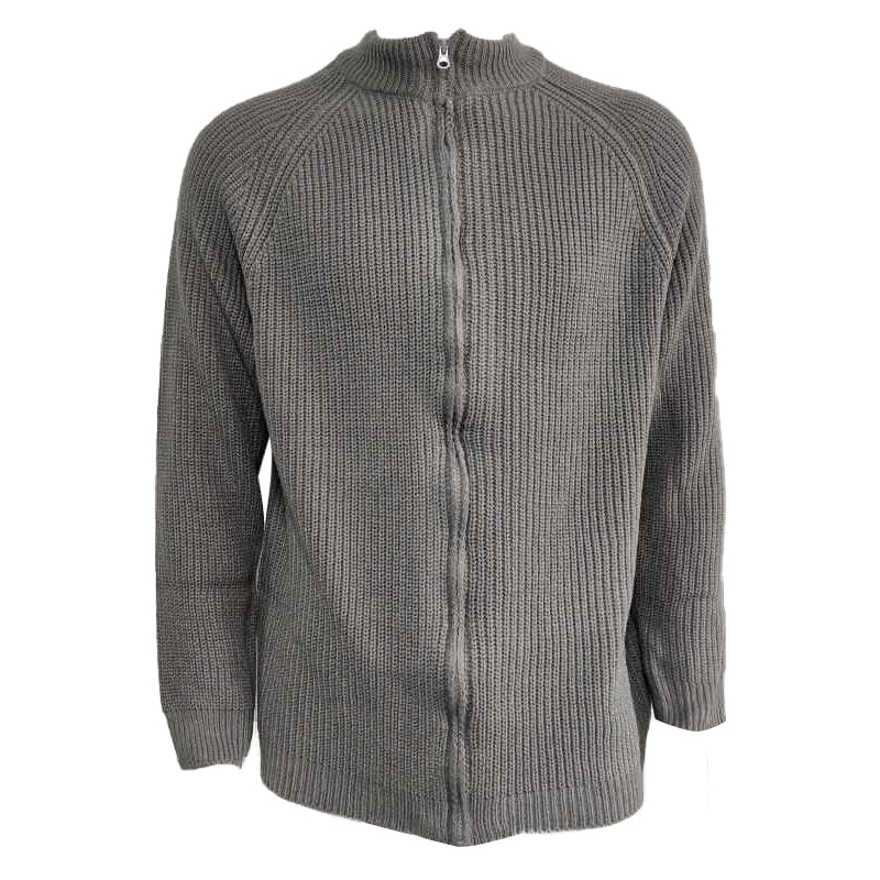 Gray-Mens-Knitted-Sweater-Coat-Casual-Athletic-Thick-Stand-Collar-Knitwear-Zip-Cardigan-Jacket-G048