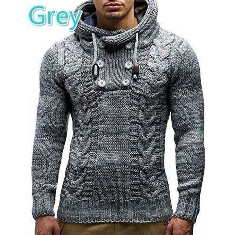 Gray-Mens-Knitted-Sweater-Slim-Pullover-Sweaters-for-Men-with-Hoodie-G003