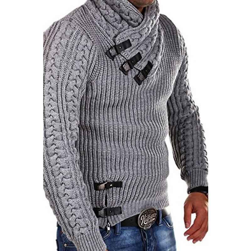 Gray-Mens-Knitted-Turtleneck-Sweater-Long-Sleeve-Slim-Fit-Designer-Shawl-Collar-Pullover-G012