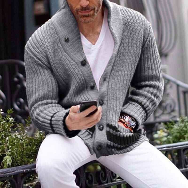 Gray-Mens-Knitwear-Button-Down-Shawl-Collar-Cardigan-Sweater-with-Pockets-G041