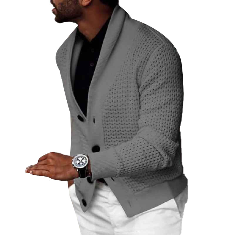 Gray-Mens-Slim-Fit-Cable-Knit-Sweaters-Cardigans-Button-Long-Sleeve-Lapel-Coat-G008