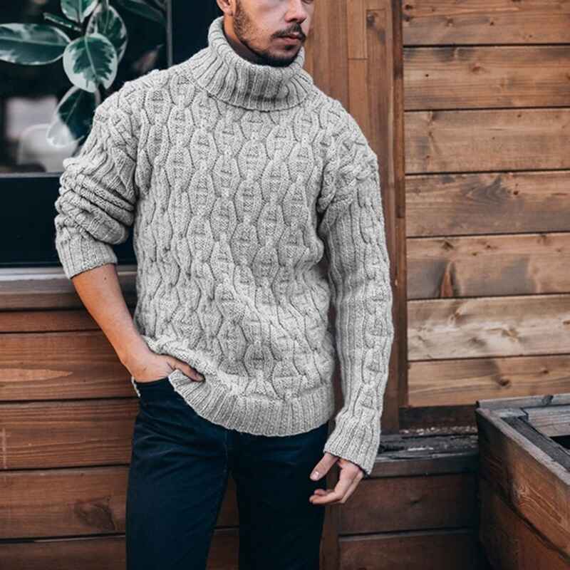 Gray-Mens-Thermal-Turtleneck-Sweater-Long-Sleeve-Cable-Knit-Casual-Chunky-Pullover-Jumper-G042