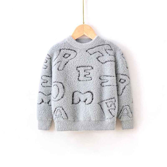     Gray-Toddler-Baby-Girl-Boys-Sweater-Round-Neck-Long-Sleeve-letter-pattern-Knitted-Pullover-Tops-Autumn-Winter-Sweatshirt-V016