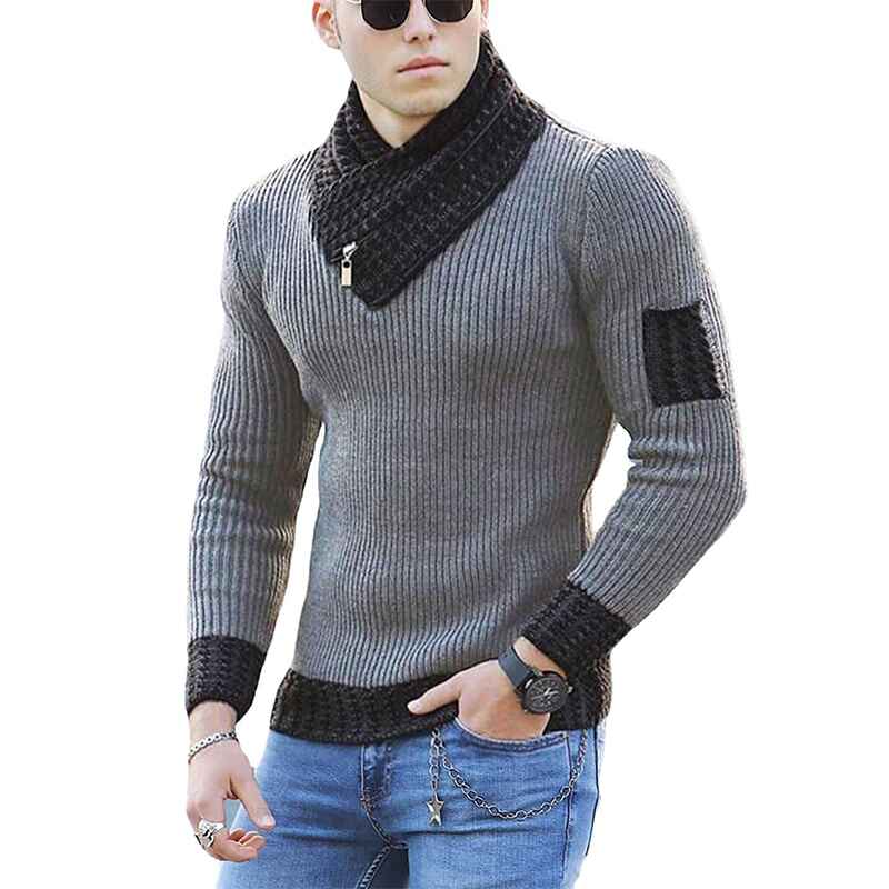 Gray-Turtleneck-Sweater-Men-Casual-Knitted-Pullovers-Scarf-Collar-Sweater-Slim-Fit-Men-Patchwork-Pullovers-G002-front