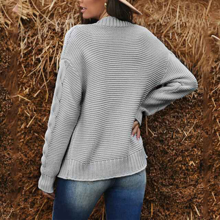 Gray-Womens-Cable-Knit-Cardigan-Sweaters-Casual-Loose-Open-Front-Knitted-Outerwear-K123-Back