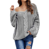 Gray-Womens-Casual-Oversized-Long-Sleeve-Sweaters-V-Neck-Cable-Knit-Sweater-Pullovers-Tops-K139