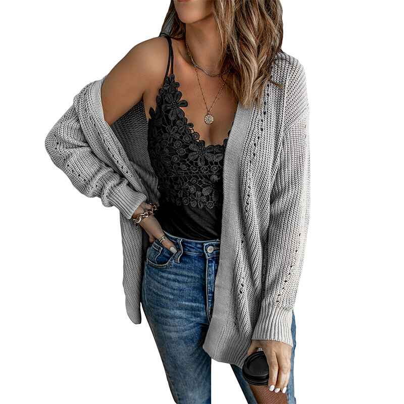 Gray-Womens-Lightweight-Open-Front-Cardigan-Long-Knited-Cardigan-Sweater-with-Pockets-Soft-Knit-Outwear-K117