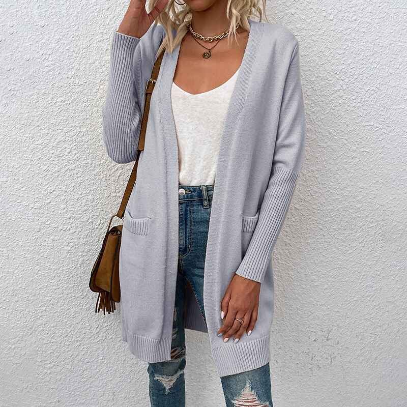 Gray-Womens-Lightweight-Open-Front-Cardigan-Long-Knited-Cardigan-Sweater-with-Pockets-Soft-Knit-Outwear-K445