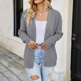 Gray-Womens-Long-Sleeve-Button-Down-Vee-Neck-Classic-Sweater-Knit-Cardigan-K497