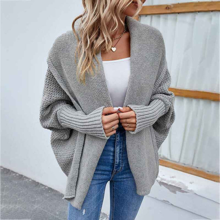 Gray-Womens-Long-Sleeve-Open-Front-Loose-Casual-Lightweight-Kimono-Cardigan-K228-Front-2