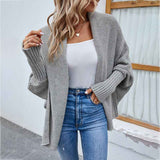    Gray-Womens-Long-Sleeve-Open-Front-Loose-Casual-Lightweight-Kimono-Cardigan-K228-Front