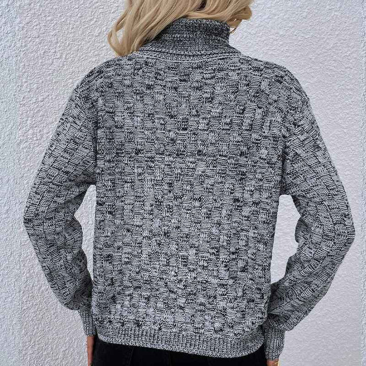Gray-Womens-Long-Sleeves-Turtleneck-Casual-Pullover-Sweater-Winter-Fuzzy-Fleece-Warm-Outwear-Sweatshirts-K335-Back