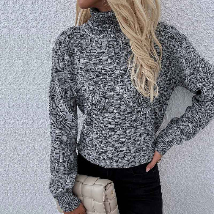 Gray-Womens-Long-Sleeves-Turtleneck-Casual-Pullover-Sweater-Winter-Fuzzy-Fleece-Warm-Outwear-Sweatshirts-K335-Front
