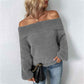 Gray-Womens-Off-Shoulder-Knit-Sweater-Long-Sleeve-Casual-Batwing-Loose-Solid-Pullover-Jumper-K239