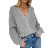    Gray-Womens-Open-Front-Chunky-Knit-Sweater-Oversized-Lantern-Sleeve-Cardigan-Outwear-K069