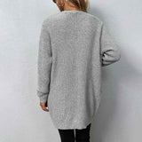 Gray-Womens-Open-Front-Waffle-Long-Sleeve-Lightweight-Knit-Cardigans-Sweater-Oversized-Sweaters-with-Pockets-K266-Back