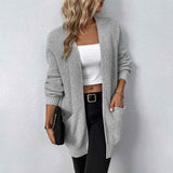 Gray-Womens-Open-Front-Waffle-Long-Sleeve-Lightweight-Knit-Cardigans-Sweater-Oversized-Sweaters-with-Pockets-K266-Front