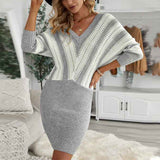 Gray-Womens-Sweater-Bodycon-Dress-Colorblock-Striped-Long-Sleeve-Slim-Fit-Knit-Sweater-Dress-K214