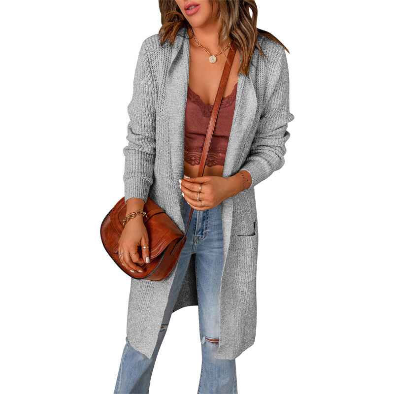 Gray-Womens-Sweater-Open-Front-Hoodie-Long-Sleeve-Solid-Color-Knitted-Soft-Lightweight-with-Pocket-Cardigan-Coat-K106
