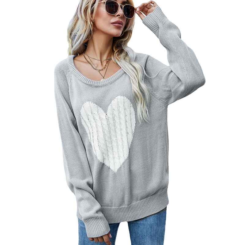 Gray-Womens-Sweaters-Heart-Front-Crew-Neck-Long-Sleeve-Knitted-Pullover-Sweater-K356