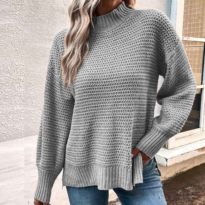Gray-Womens-Turtleneck-Oversized-Sweaters-Fall-Long-Batwing-Sleeve-Spilt-Hem-Tunic-Pullover-Sweater-Knit-Tops-K405