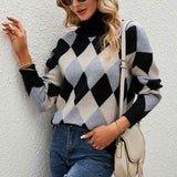 Gray-Womens-Turtleneck-Sweaters-Houndstooth-Pattern-Knit-Sweater-Fall-Winter-Soft-Long-Sleeve-Pullover-Tops-Sweater-K460-side