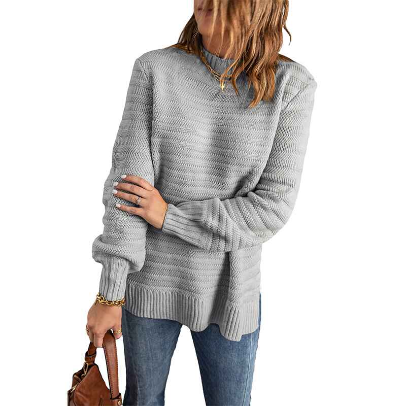 Gray-Womens-Turtleneck-Sweaters-Long-Sleeve-Pullover-Cable-Knit-Sweaters-Soft-Jumper-K163
