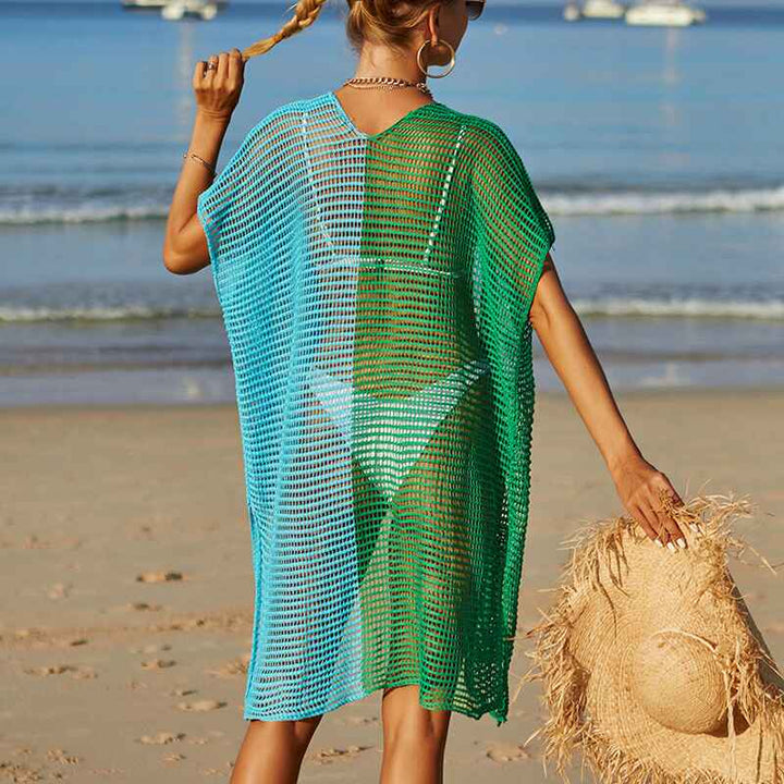 Green-Blue--Womens-Swimsuit-Coverup-Beach-Cover-Ups-Long-Kimono-Cardigan-Summer-knitted-Coverups-Shirt-Dress-Back