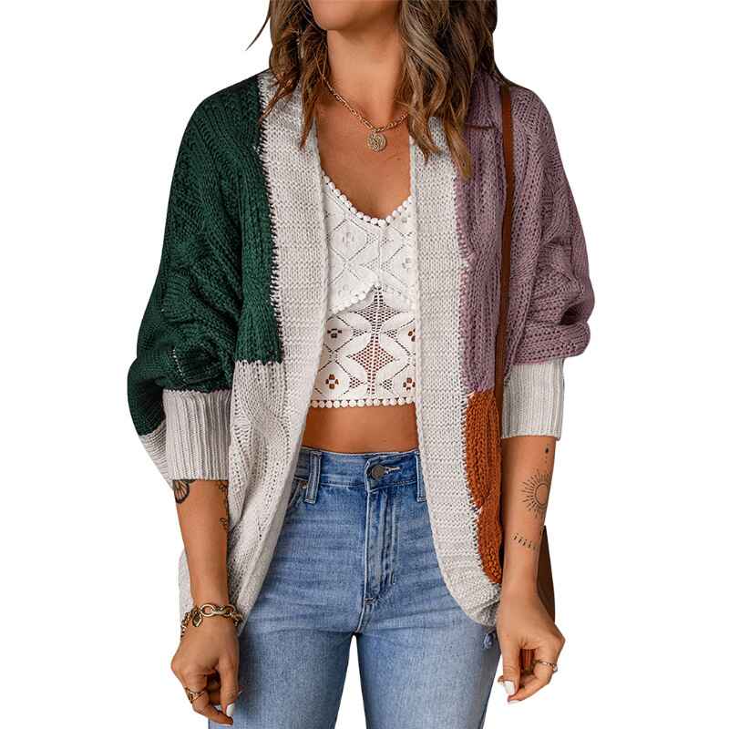 Green-Cardigan-Sweater-for-Women-Casual-Long-Sleeve-Color-Block-Cable-Chunky-Knit-Open-Front-Cardigan-Outwear-K105