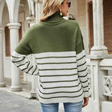 Green-Fall-Winter-Womens-Turtleneck-Knitted-Sweater-Long-Sleeve-Striped-Color-Block-Loose-Ribbed-Pullover-Tops-K334-Back