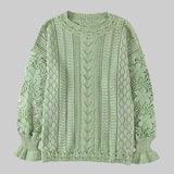 Green-Long-Sleeve-Hollow-Out-Sweater-Casual-Cute-Crochet-Lace-Pointelle-Knit-Pullover-Crew-Neck-Loose-Blouses-for-Women-K126