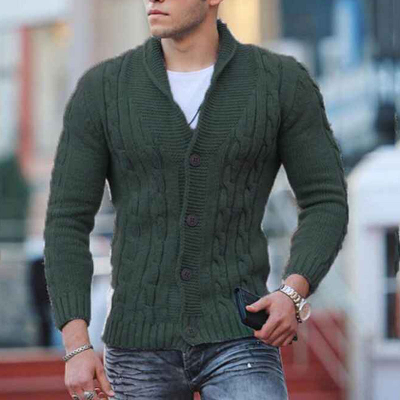    Green-MenS-Long-Sleeve-Soft-Touch-Shawl-Collar-Cardigan-G065
