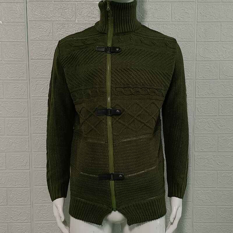 Green-Mens-Fashion-Casual-Slim-Fit-Button-Down-Cable-Knitted-Stand-Collar-Cardigan-Sweater-G031