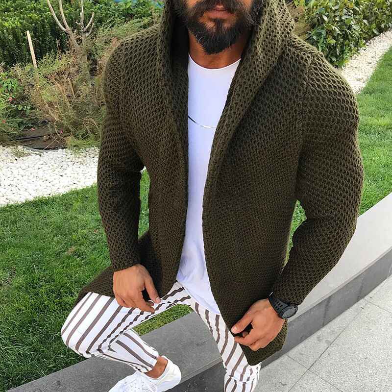 Green-Mens-Long-Open-Front-Cardigan-Sweater-Lightweight-Hooded-Knitted-Cardigan-Sweaters-front