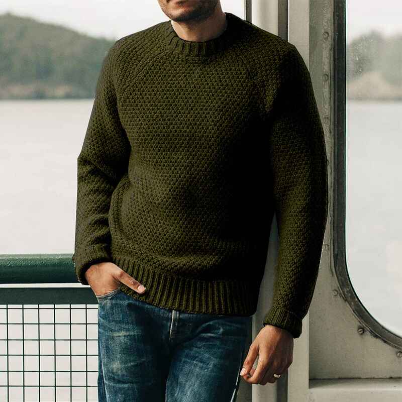 Green-Mens-Regular-Fit-Long-Sleeve-Crewneck-Sweater-G027