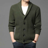    Green-Mens-Shawl-Collar-Cardigan-Casual-Long-Sleeve-Open-Front-Knit-Sweater-Coat-with-Pockets-G004