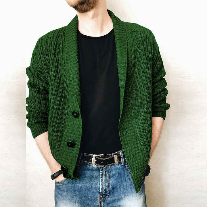 Green-Mens-Stylish-Knitted-Shawl-Cardigan-Sweater-Button-Casual-Winter-Long-Sleeve-Solid-Sweaters-G025
