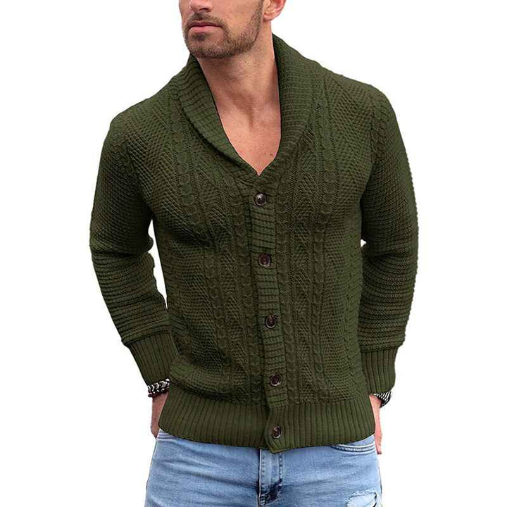 Green-Mens-Supersoft-Shawl-Collar-Cable-Knit-Cardigan-Sweater-G040