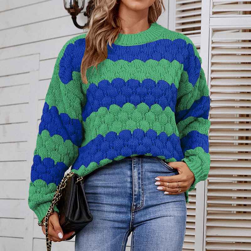 Green-Women-Sweaters-Long-Sleeve-Crew-Neck-Color-Block-Striped-Oversized-Casual-Knitted-Pullover-Tops-K429