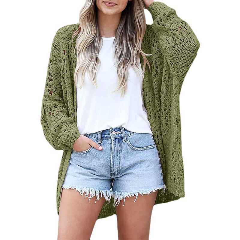 Green-Womens-Crochet-Cardigan-Kimono-Boho-Long-Sleeve-Lightweight-Soft-Oversized-Open-Front-Knitted-Sweater-K002