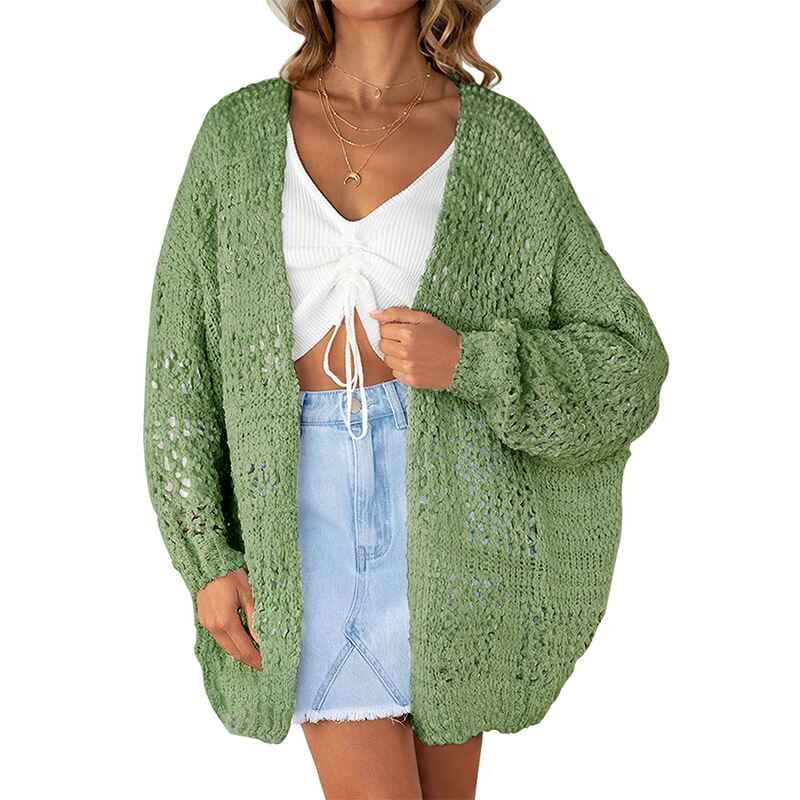 Green-Womens-Crochet-Cardigan-Sweater-Kimonos-Boho-Solid-Color-Oversized-Summer-Open-Front-Outwear-K054