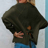 Green-Womens-Deep-V-Neck-Sweater-Cable-Knit-Pullover-Jumper-Casual-Long-Sleeve-Loose-Tops-Knitwear-K301